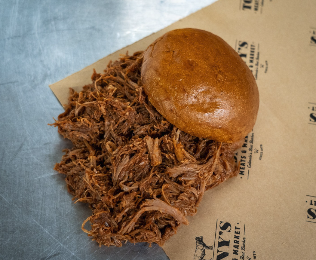 Tony's Market pulled pork sandwich